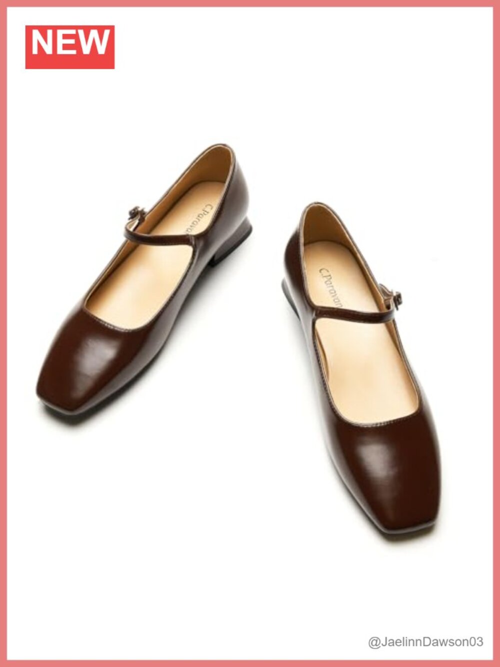 Women's Square Toe Mary Jane Ballet Flats Memory Foam Cushioned Leather